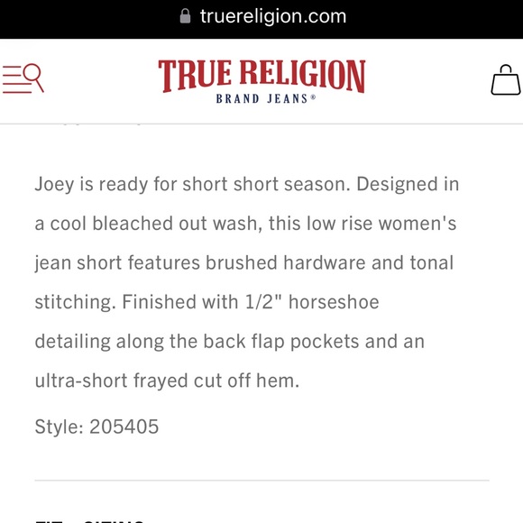 New True Religion Joey Cut Off Denim Jean Short - New With Tags 2023 - Picture 11 of 13